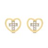 9ct Two Colour CZ Heart Cross Stud Earrings - G27139