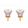 9ct Gold Two Colour Pink Cubic Zirconia Angel Stud Earrings - 8mm - G2721