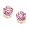 9ct Gold Pink Cubic Zirconia Solitaire Earrings - 4mm - G2732