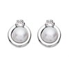 9ct White Gold Freshwater Pearl Cubic Zirconia Earrings - G2749