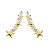 9ct Gold Cubic Zirconia Star Crawler Stud Earrings - 15mm - G2933