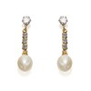 9ct Gold Cubic Zirconia And Pearl Drop Earrings - 22mm drop - G3103