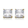 9ct Gold Square Cubic Zirconia Solitaire Stud Earrings - 7mm - G3241