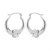 9ct White Gold Crystal Creole Hoop Earrings - 18mm - G41123