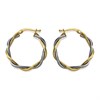 9ct Gold Two Colour Twisted Hoop Earrings - 24mm - G41149