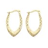 9ct Gold Greek Key Creole Hoop Earrings - 26mm - G4150