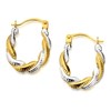 9ct Gold Two Colour Twist Creole Hoop Earrings - 17mm - G4181