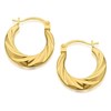 9ct Gold Ribbed Creole Hoop Earrings - 14mm - G4195