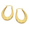 9ct Gold Oval Beaded Diamond Creole Hoop Earrings - 26mm - G4197
