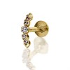 9ct Gold Cubic Zirconia Curve Labret Piercing Stud - G4241