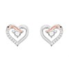 Clogau Silver And 9ct Rose Gold Kiss Heart Stud Earrings - G44174