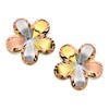 9ct Gold Three Colour Flower Stud Earrings - 11mm - G4626