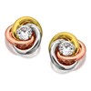 9ct Gold Three Colour Cubic Zirconia Knot Stud Earrings - 12mm - G4629
