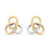 9ct Three Colour Gold Oval Knot Stud Earrings - 9mm - G4636