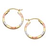 9ct Gold Three Colour Square Edge Hoop Earrings - 20mm - G4916