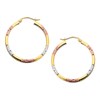 9ct Gold Three Colour Hoop Earrings - 30mm - G4922