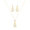 9ct Gold CZ Teardrop Earring And Pendant Set - G5020