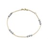 9ct Two Colour Gold Link And Disk Anklet - 10in - G7909