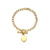 9ct Gold Heart Charm T-Bar Belcher Bracelet - 7.5in - G8318