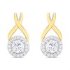 Night & Day Silver And  9ct Gold Halo Kiss CZ Earring - G9961