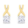 Night & Day Silver And 9ct Gold Kiss CZ Earrings - G9962