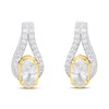 Night & Day Silver And 9ct Gold Oval Halo CZ Earrings - G9966