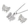 Silver Cubic Zirconia Butterfly Earring And Pendant Set - GS0406