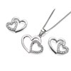 Silver Two Hearts Cubic Zirconia Stud Earring And Pendant - GS0453