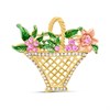 Gold Tone Pink Flower Basket - J5413