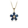 Rotary Stainless Steel Gold Tone Blue Floral CZ Necklace. - J6526