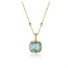 Rotary Stainless Steel Gold Tone Blue CZ Necklace. - J6532