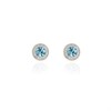 Cachet Chikle Cubic Zirconia And Aqua Crystal Stud Earrings - J74106