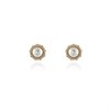 Cachet Gold Tone CZ and Simulated Pearl Stud Earrings - J74186