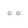 Cachet Silver Tone CZ And Simulated Pearl Stud Earrings - J74187