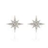Cachet Silver Tone CZ North Star Stud Earrings - J74194