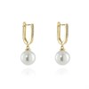 Cachet Gold Tone CZ And Simulated Pearl Drop Earrings - J74195