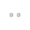 Cachet Silver Tone CZ Square Stud Earrings - J74196