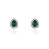 Cachet Silver Tone Green And Clear CZ Teardrop Stud Earrings - J74210