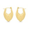 Viva Gold Tone Steel Ribbed Drop Creole Earrings - J76167