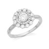 Briolette Silver Cubic Zirconia Flower Cluster Ring - J77117