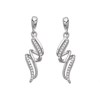 Briolette Silver Rhodium Plated CZ Wave Drop Earrings - J77125