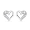 Briolette Silver CZ Heart Stud Earrings - J77173
