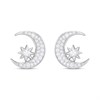 Briolette Silver CZ Moon And Star Earrings - J77188