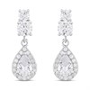Briolette Silver CZ Teardrop Drop Earrings - J77194
