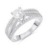 Briolette Silver CZ Three Row Ring - J77203