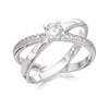 Briolette Silver Cubic Zirconia Crossover Ring - J7774