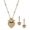 Anne Klein Gold Tone Crystal Heart Pendant and Earrings Set - J78412