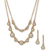 Anne Klein Gold Tone Simulated Pearl And Crystal Necklace And Earrings Set - J78421