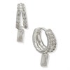 Anne Klein Silver Tone Cubic Zirconia Huggie Drop Earrings - J78443