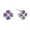 Radley RYJ1565 Silver CZ Purple Heart Flower Earrings - J81165